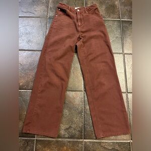 Folk Fit Boho Twik Organic Cotton Wide Leg Brown Pants Dark Academia Y2K Size 26